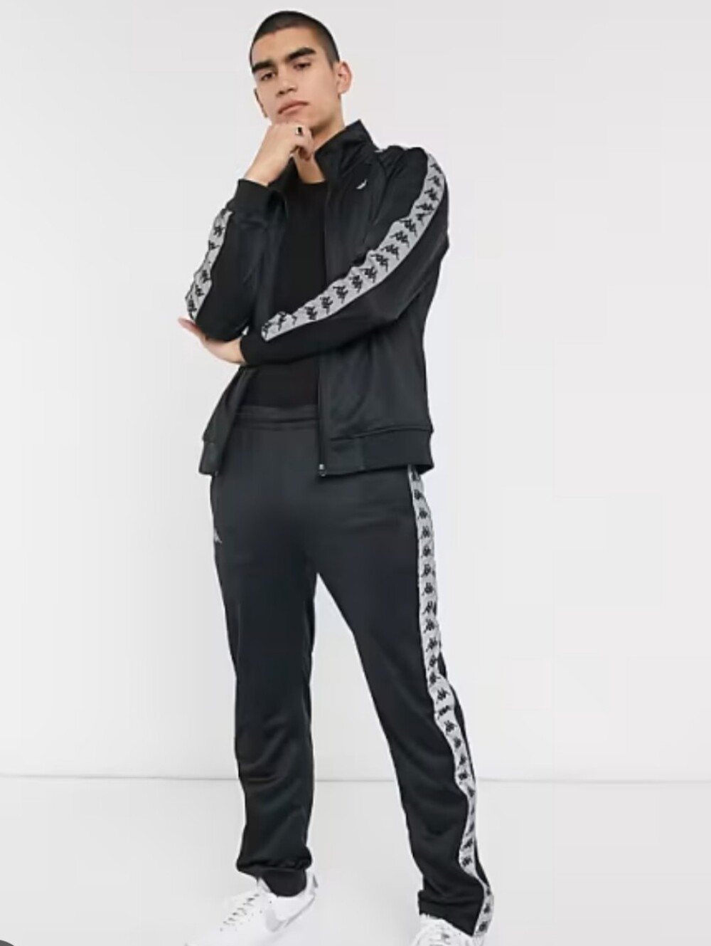 Kappa Banda Snaps Active Tracksuit Banded Medium Size Black Color